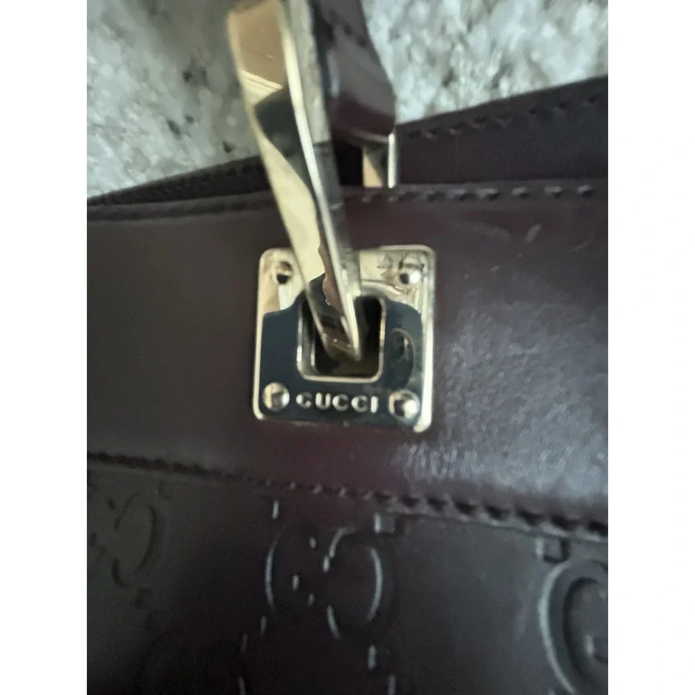 GUCCI Guccissima Shoulder Tote Bag GG Dark Brown Leather 145993 Authentic